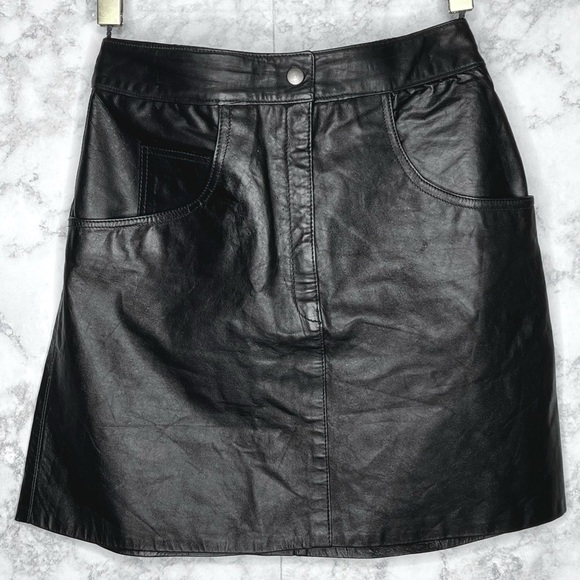 ⭐️ MARCO MORANI 80s LEATHER Fully Lined Pencil Skirt Women’s 28 Inch Waist - Picture 2 of 15